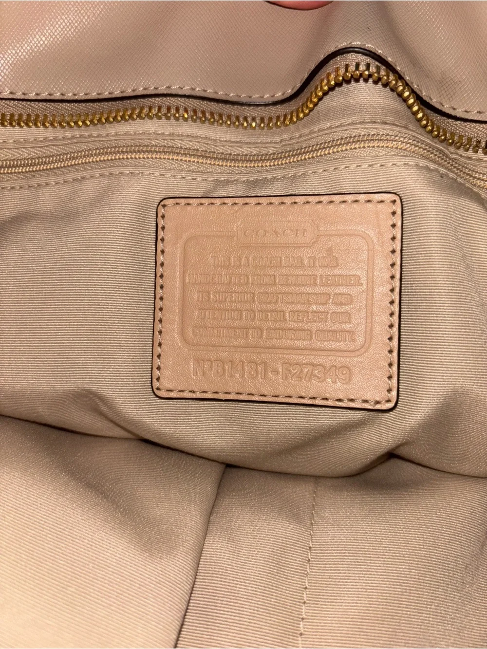Coach Peyton Carryall Beige Tan Leather Tote with Gold Hardware